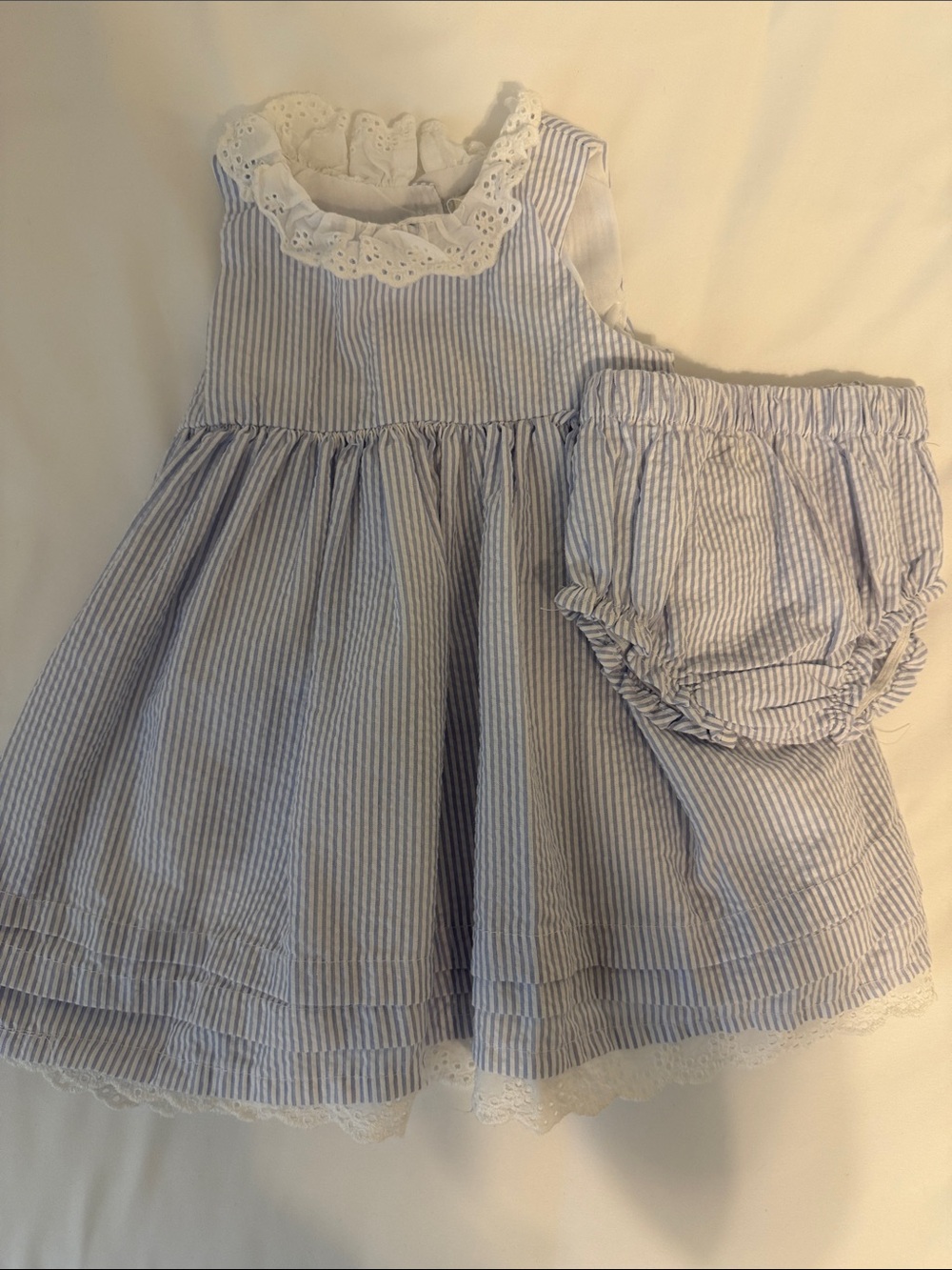 Cynthia Rowley Blue & White Striped Dress with Matching Bloomers